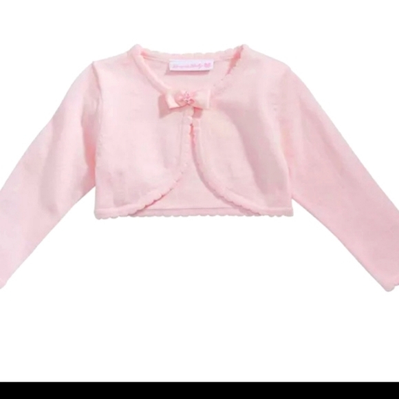 Bonnie Baby Other - Bonnie Baby Girls crop sweater Picot & Bow Cotton Cardigan Faux Pearls accent